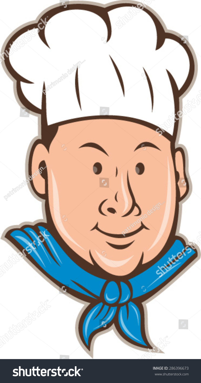插图的厨师厨师戴着厨师的帽子和围巾快乐微笑