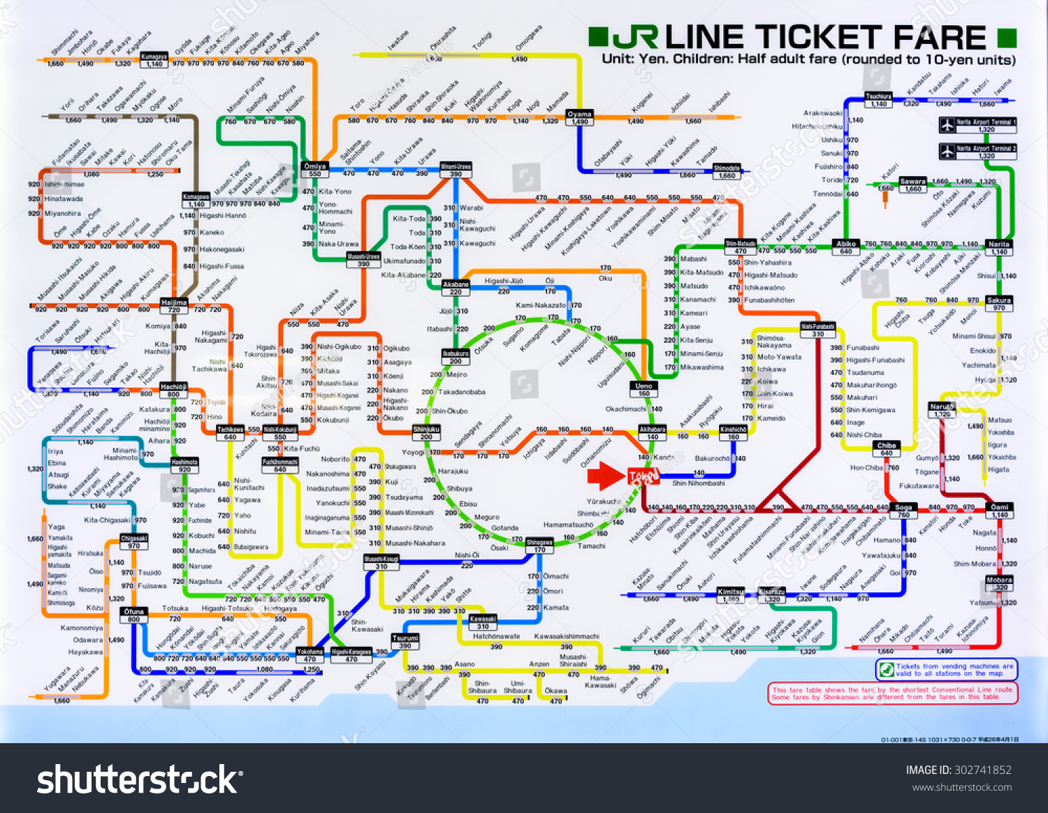 日本东京——2015年7月29日:火车日本铁路线路在东京的地图.图片