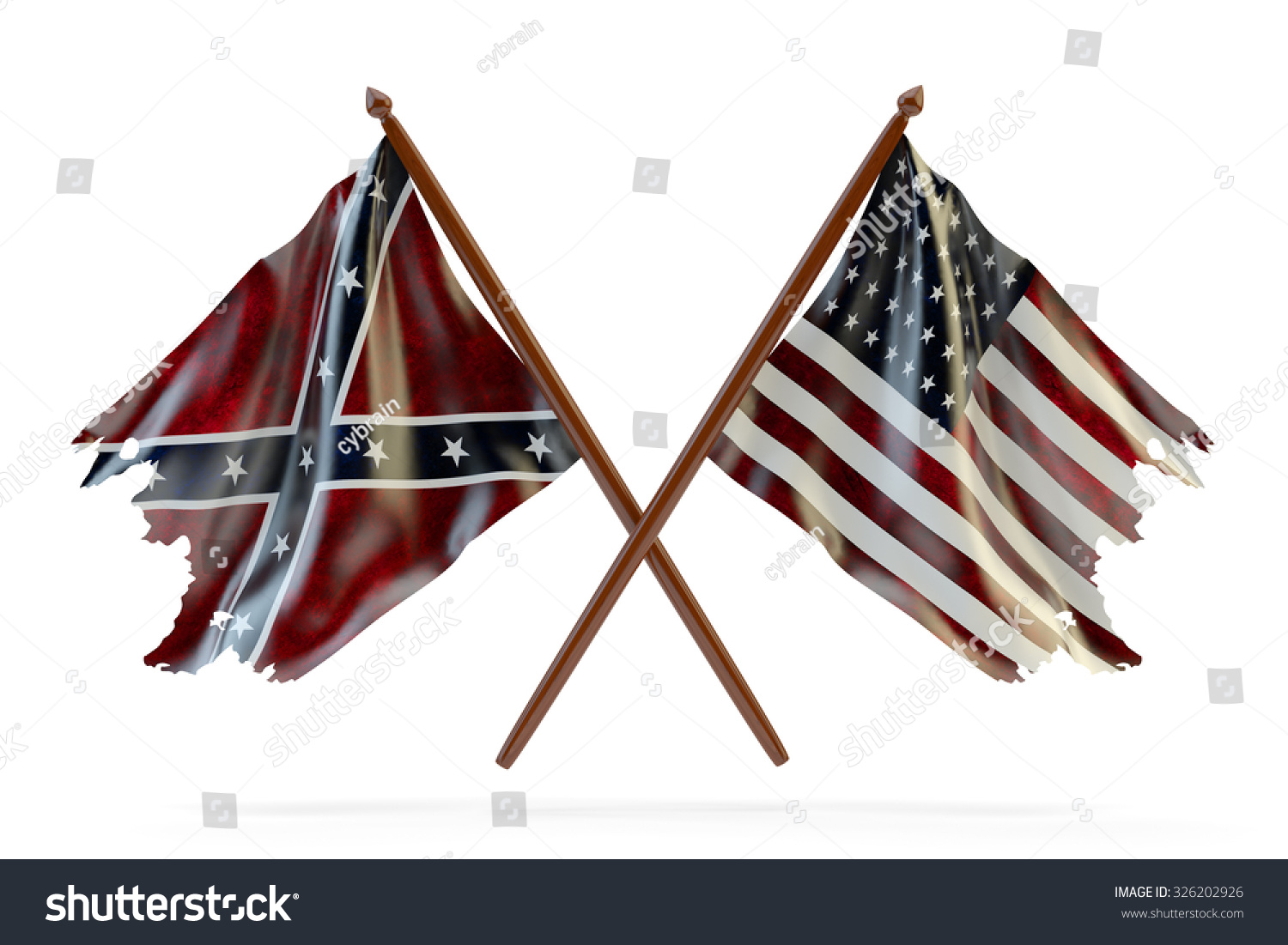 美国内战和merorial天概念,美国和南方联盟的旗