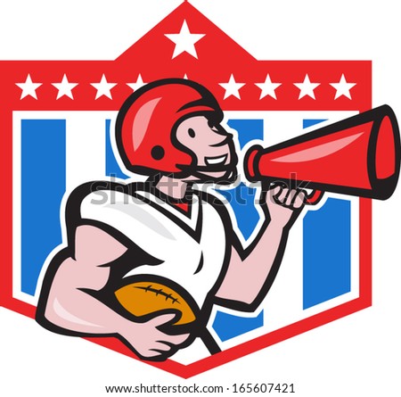 american football gridiron quarterback player holding bullhorn