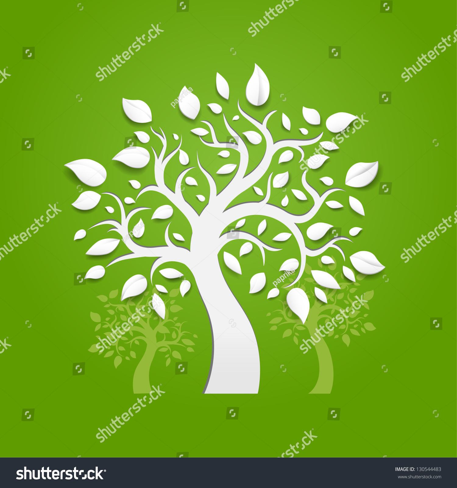 在绿色背景抽象向量树-自然,公园/户外-海洛创意(hellorf)