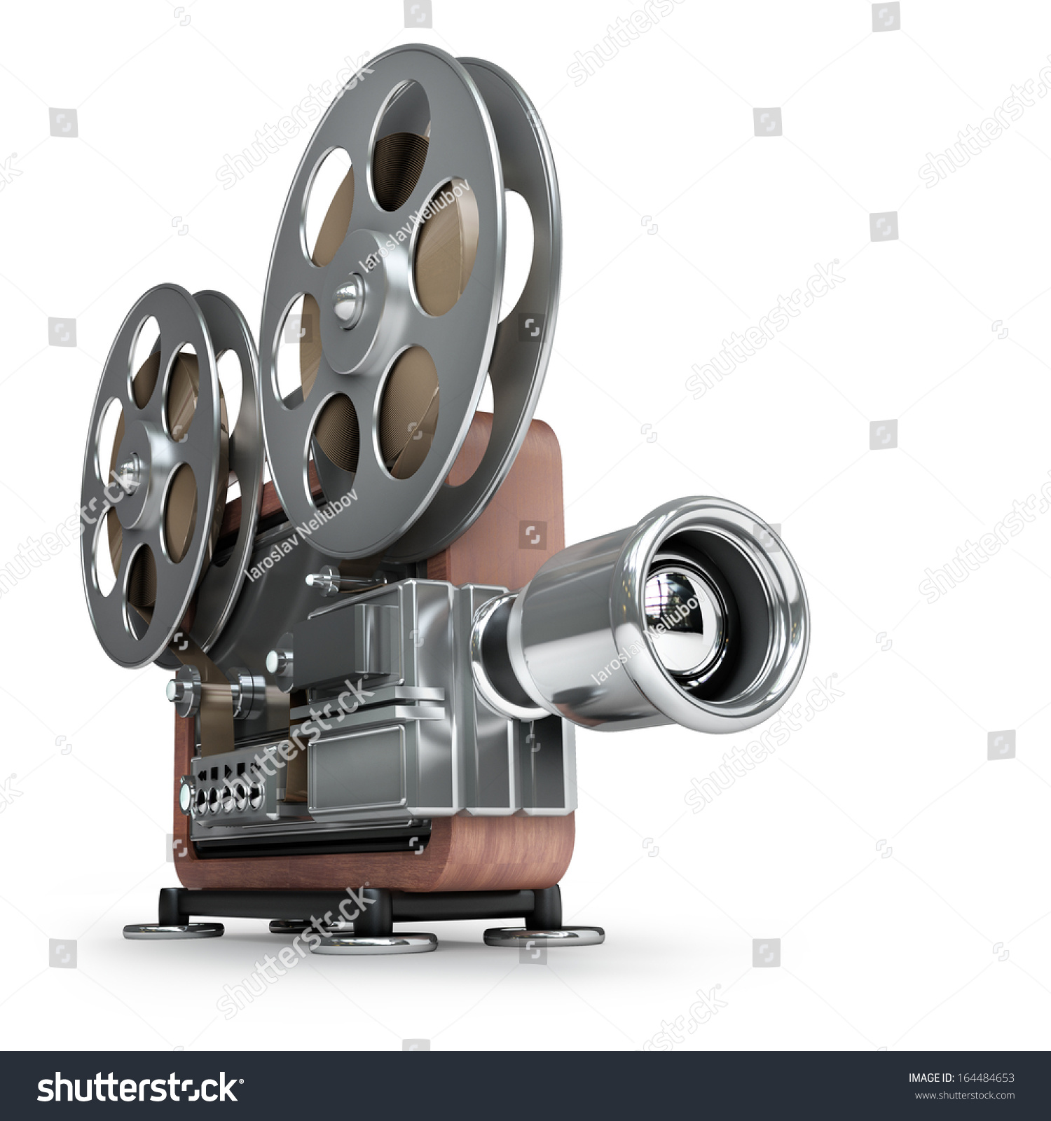 老式的电影放映机孤立在白色背景高分辨率的3 d-物体,复古风格-海洛