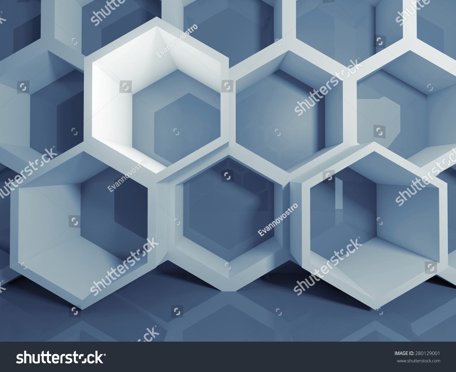 文摘蓝色3 d蜂窝数字结构
