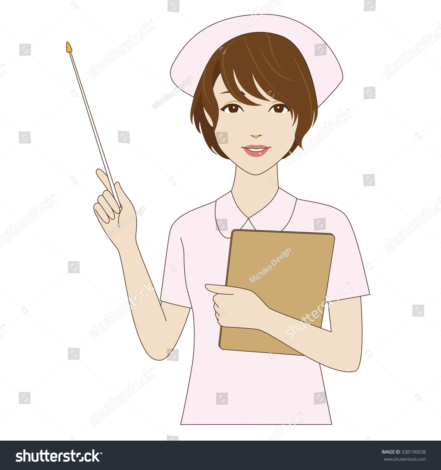 一个年轻护士指着一个指针-医疗保健,人物-海洛创意(hellorf)