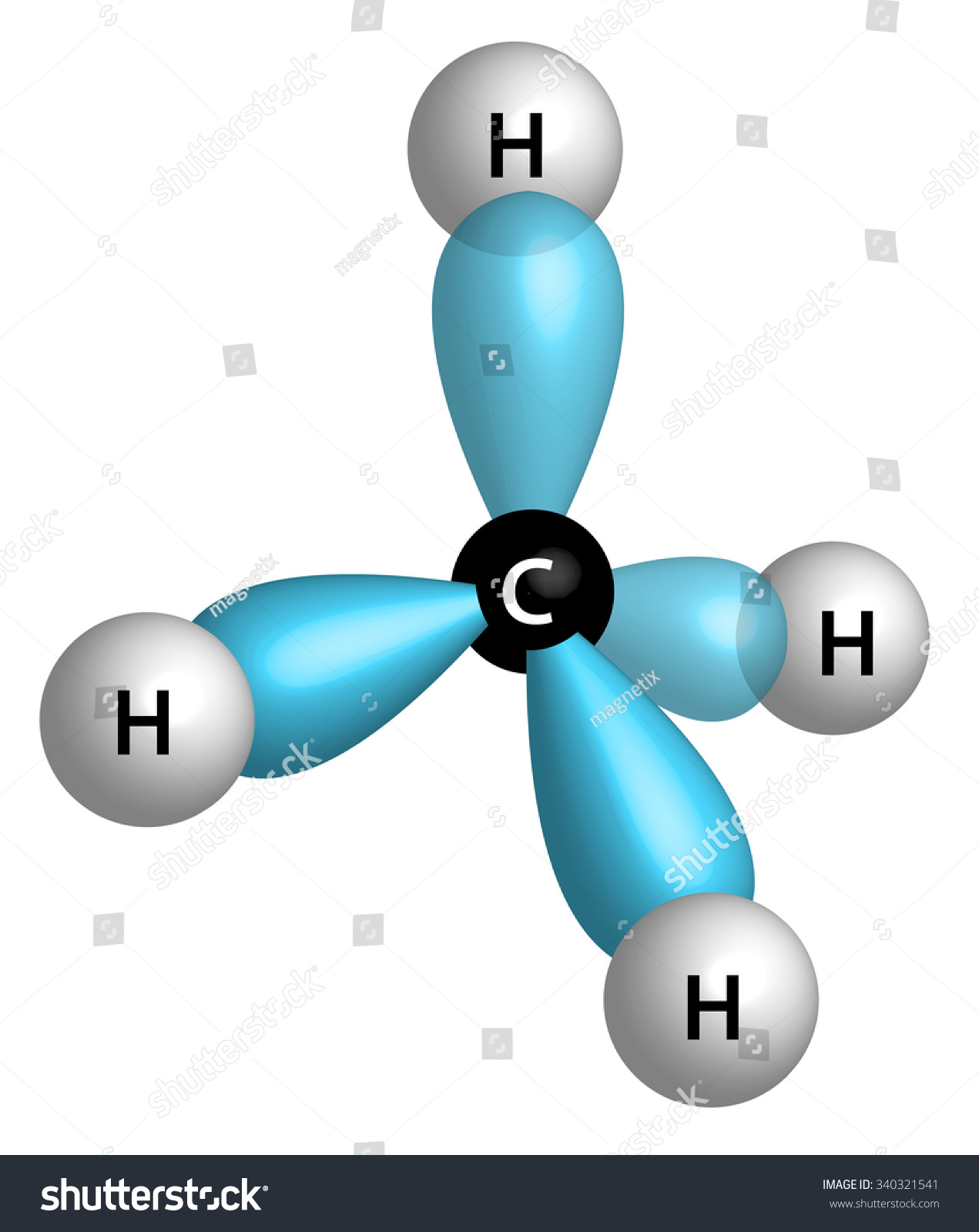 甲烷分子ch4与sp3杂化轨道的四面体-教育,科学-海洛创意(hellorf)